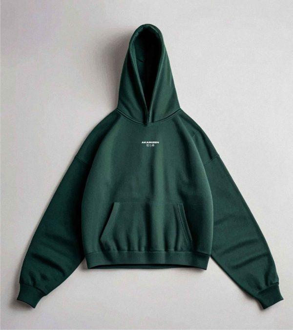 AKARIZEN ESSENTIALS/ OVERSIZED STREETWEAR HOODIE - DARK GREEN