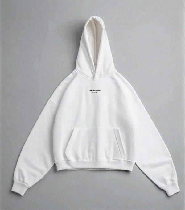 AKARIZEN ESSENTIALS/ OVERSIZED STREETWEAR HOODIE - WHITE