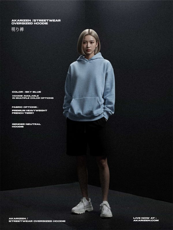 AKARIZEN ESSENTIALS / STREETWEAR OVERSIZED HOODIE SKY BLUE