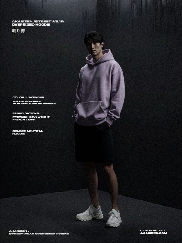 AKARIZEN ESSENTIALS / OVERSIZED STREETWEAR HOODIE - LAVENDER