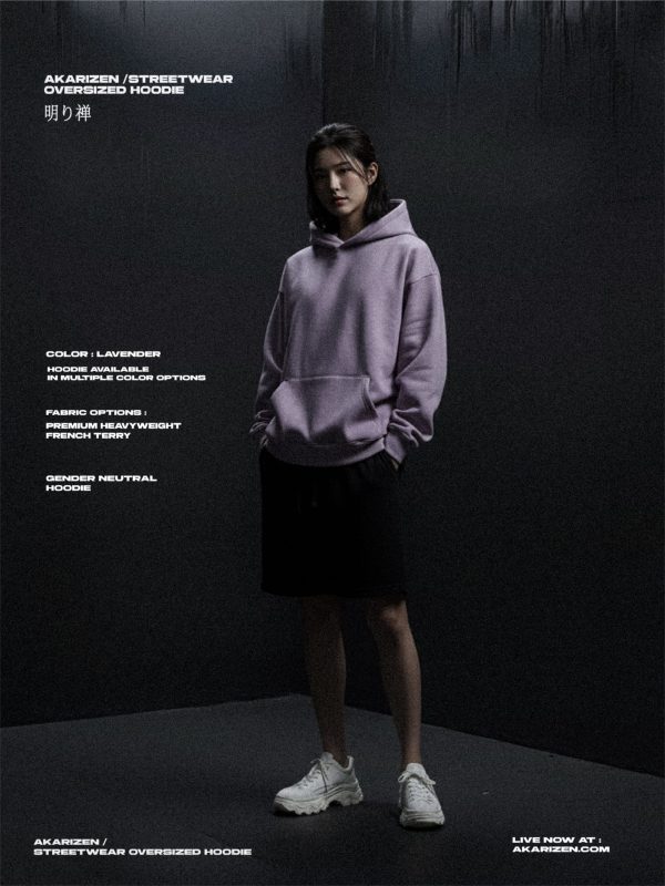 AKARIZEN ESSENTIALS / OVERSIZED STREETWEAR HOODIE - LAVENDER