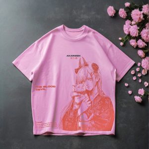 AKARIZEN/ POWER - THE BLOOD DEVIL OVERSIZED T-SHIRT BABY PINK