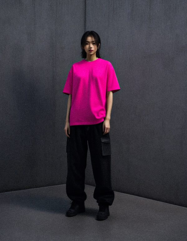 AKARIZEN ESSENTIALS / PLAIN OVERSIZED TEE - HOT PINK