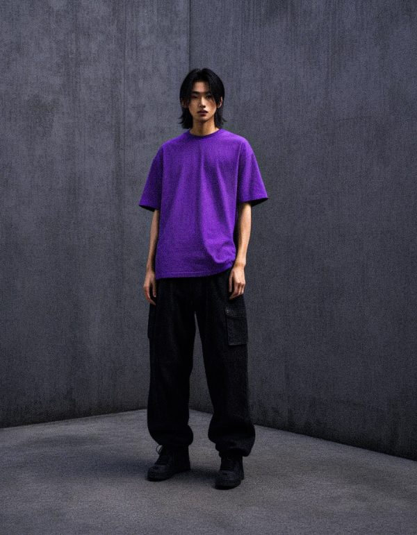 AKARIZEN ESSENTIALS / PLAIN OVERSIZED TEE - PURPLE