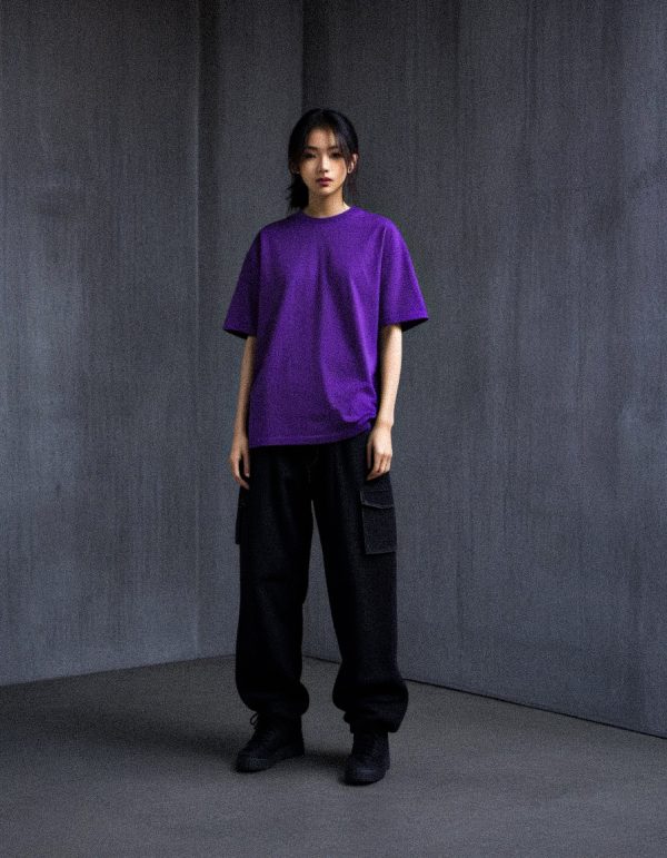 AKARIZEN ESSENTIALS / PLAIN OVERSIZED TEE - PURPLE