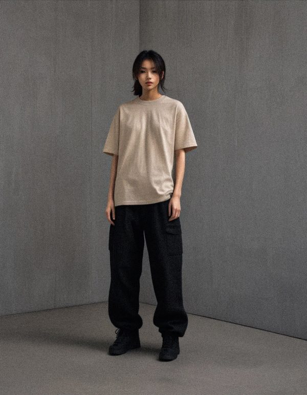 AKARIZEN ESSENTIALS / PLAIN OVERSIZED TEE - BEIGE