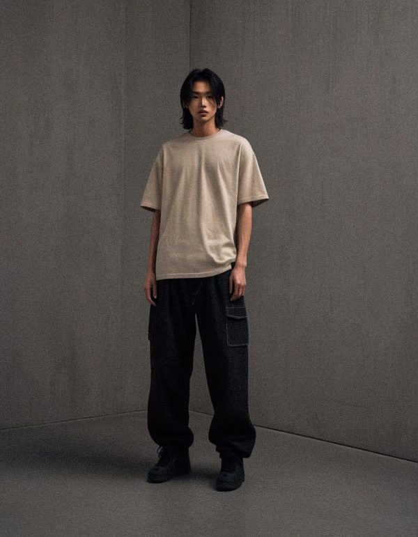 AKARIZEN ESSENTIALS / PLAIN OVERSIZED TEE - BEIGE