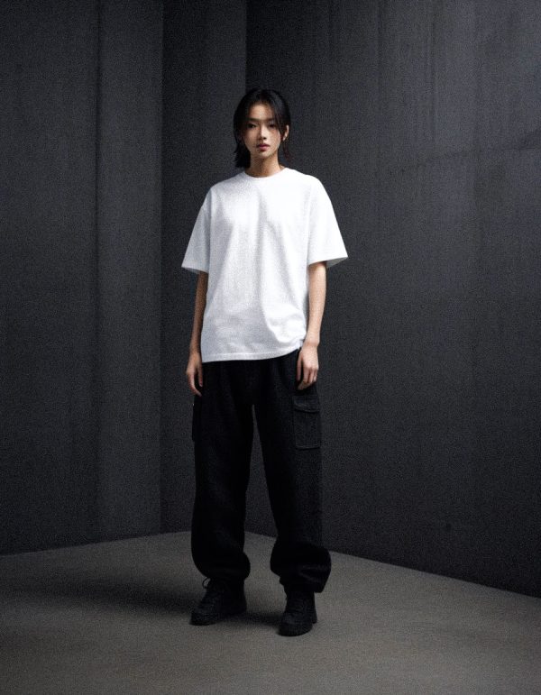 AKARIZEN ESSENTIALS / PLAIN OVERSIZED TEE - WHITE