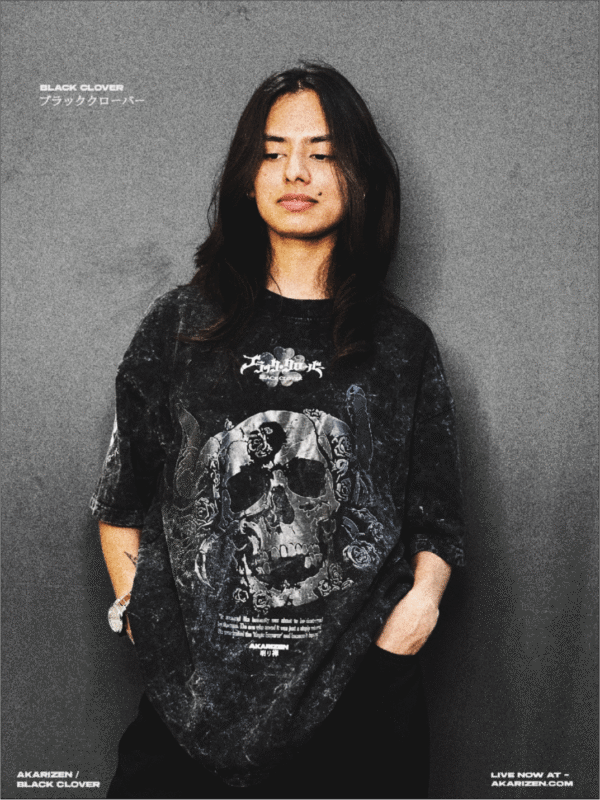 AKARIZEN / BLACK CLOVER STONE WASHED OVERSIZED T-SHIRT