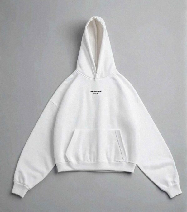 AKARIZEN ESSENTIALS OVERSIZED STREETWEAR HOODIE PURE WHITE