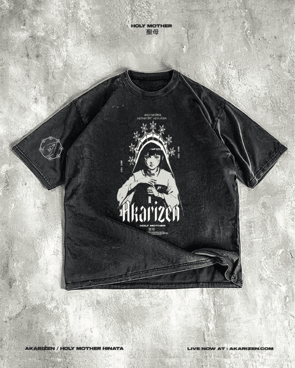 AKARIZEN HOLY MOTHER HINATA STONE WASHED-T-SHIRT